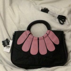 Genuine leather two-tone flower handbag   NWT